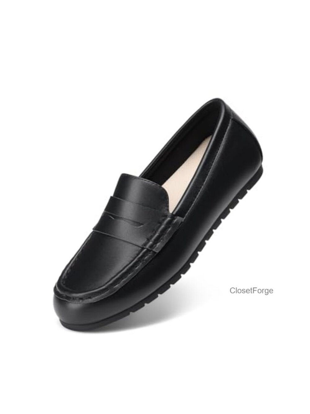 Womens Slip On Loafers Comfort Work Flats Faux Leather